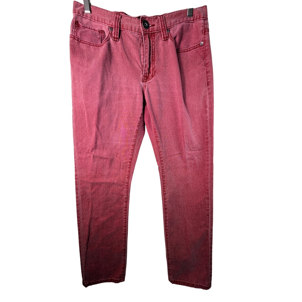 Guess Womens Regular Slim McCrae Fit Jeans Red 100% Cotton Faded Wash Size 32